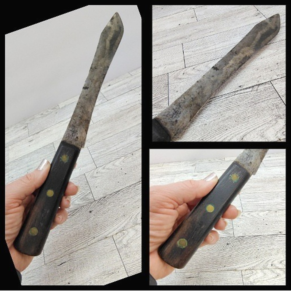 Vintage Kitchen Cleaver Butcher Knife Rustic Patina Chef Unusual‎ Shape Blade